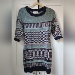 Fair Isle Knit Sweater Mini Dress